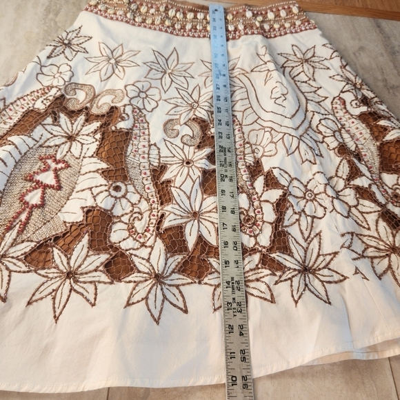 Embellished Boho Beachy Skirt SZ: 8 Cotton Blend Beaded Seahorse Pirate Shells - Picture 15 of 16